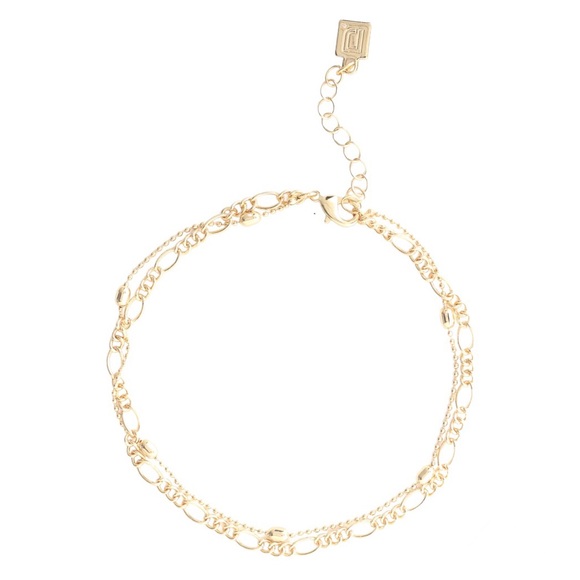 Dannijo LIMITED EDITION Double Layer Chain Gold Plated Anklet - Picture 1 of 10